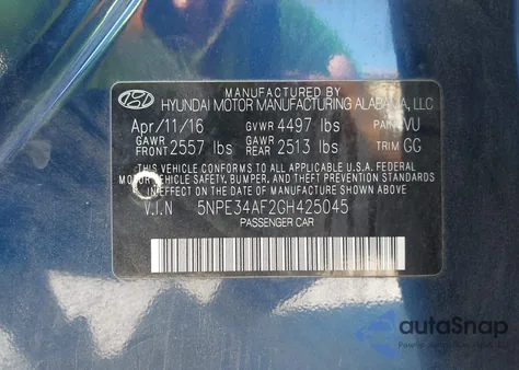 2016 Hyundai Sonata Sport from USA, damaged, VIN 5NPE34AF2GH425045